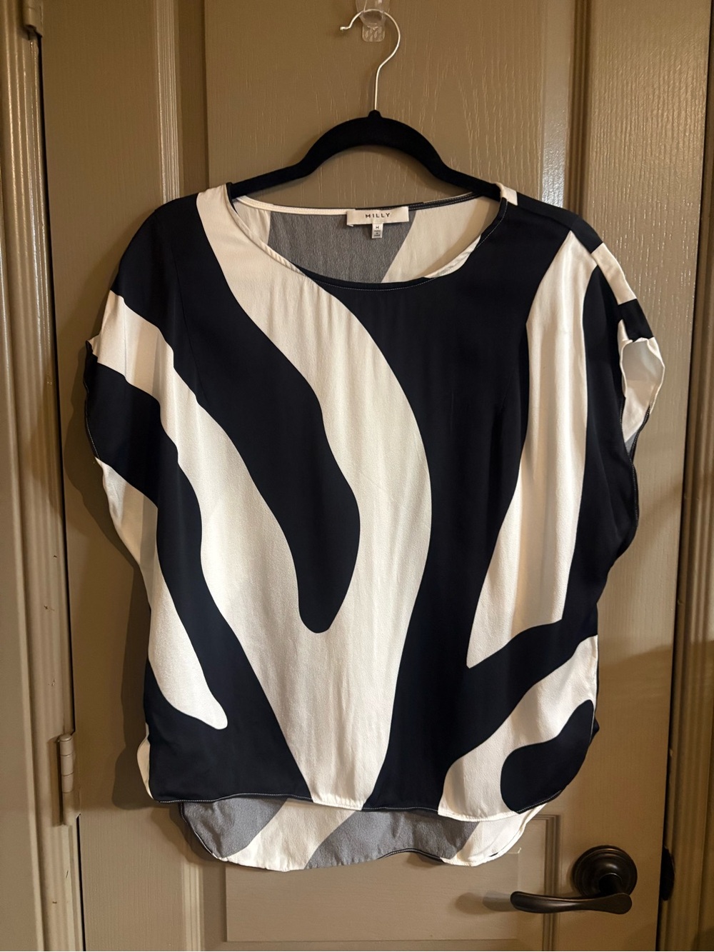Milly Black and White Abstract Print Blouse